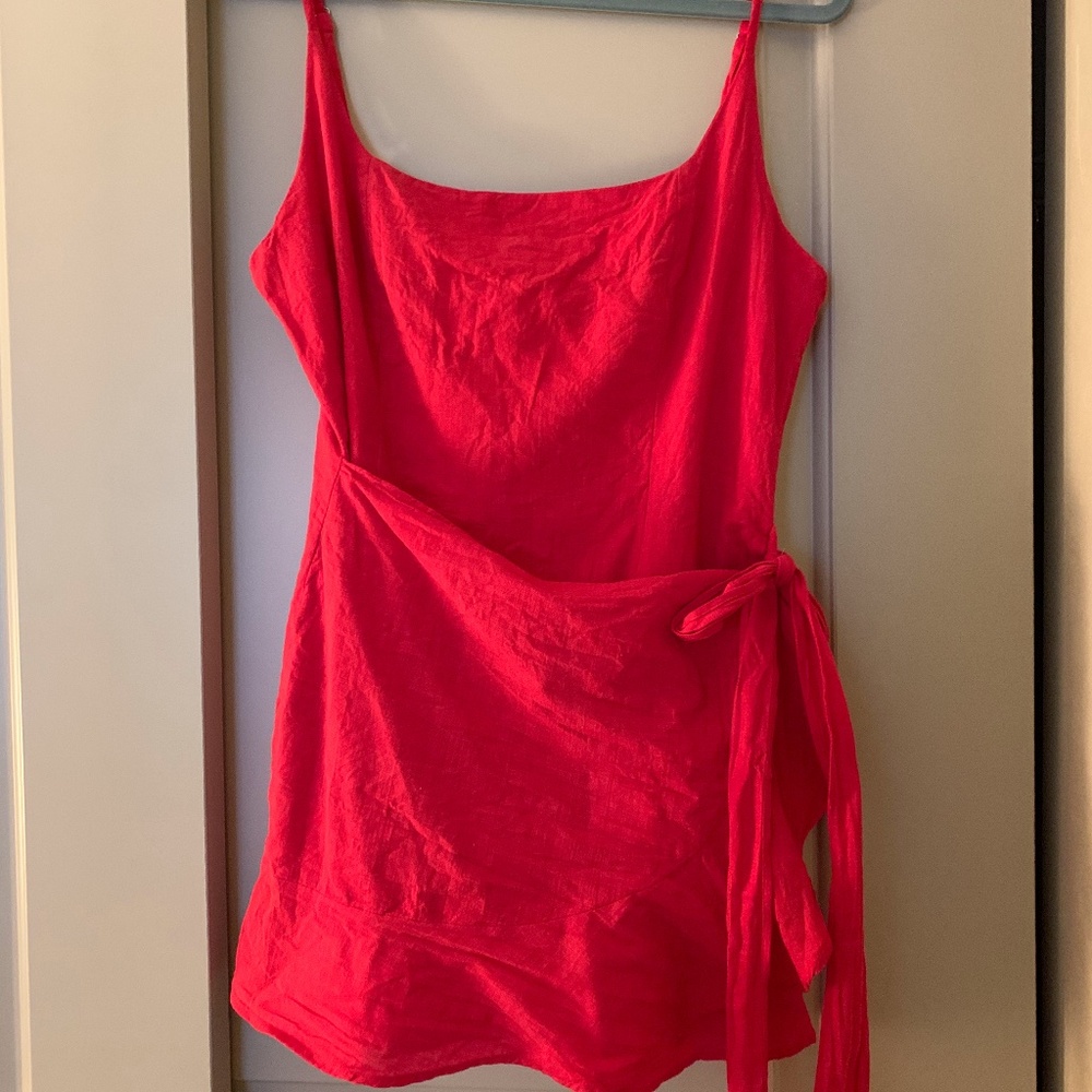 Red wrap dress
